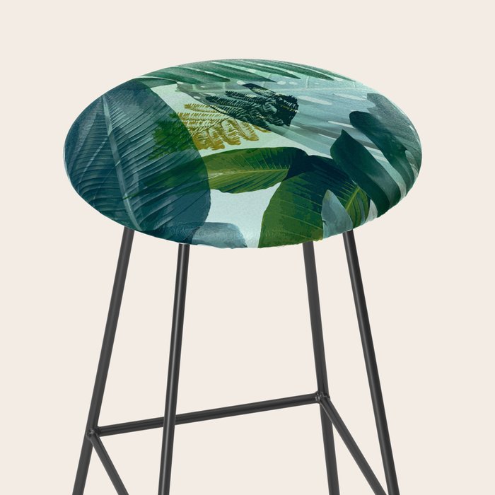 Jungles greens, banana leaf, tropical, Hawaii decor Stool Gallery Image 2