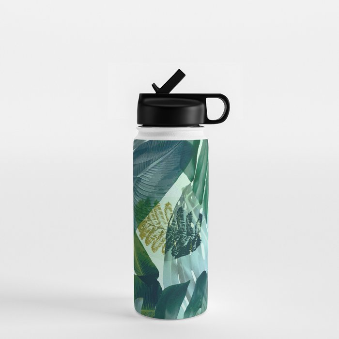 Jungles greens, banana leaf, tropical, Hawaii decor Water Bottle Gallery Image 1