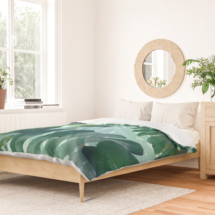 Jungles greens, banana leaf, tropical, Hawaii decor Duvet Cover Gallery Image 2