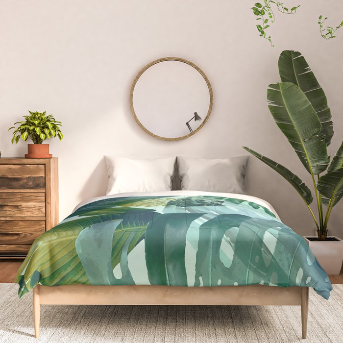 Jungles greens, banana leaf, tropical, Hawaii decor Comforter Gallery Image 3