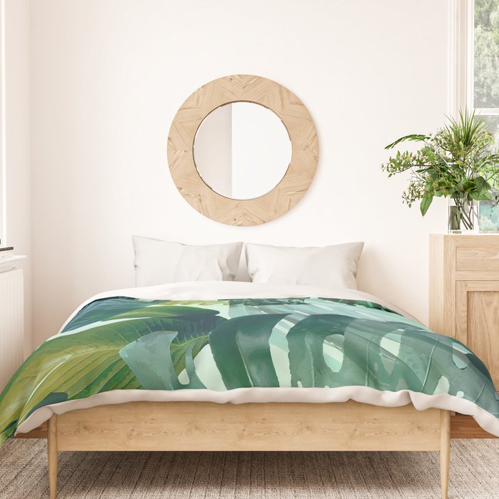Jungles greens, banana leaf, tropical, Hawaii decor Duvet Cover Gallery Image 3