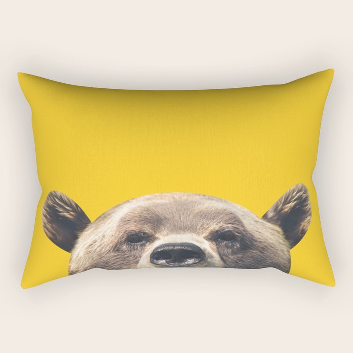 Bear - Yellow Rectangular Pillow Gallery Image 1