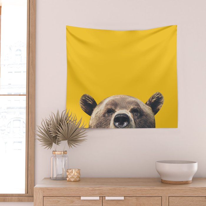 Bear - Yellow Wall Tapestry Gallery Image 2