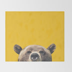 Bear - Yellow Throw Blanket Gallery Image 2