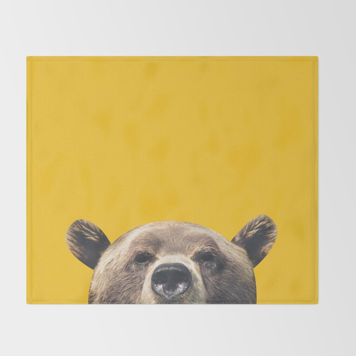 Bear - Yellow Throw Blanket Gallery Image 2