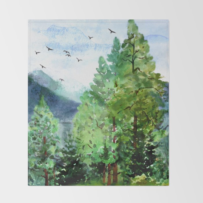 Mountain Forest Throw Blanket Gallery Image 2