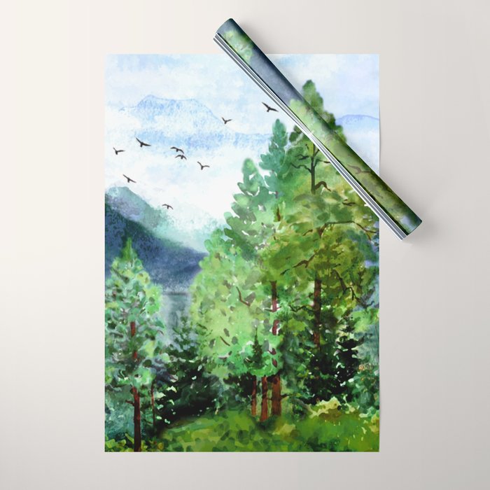 Mountain Forest Wrapping Paper Gallery Image 1