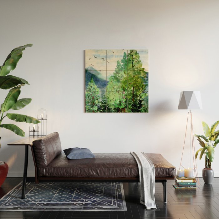 Mountain Forest Wood Wall Art Gallery Image 2