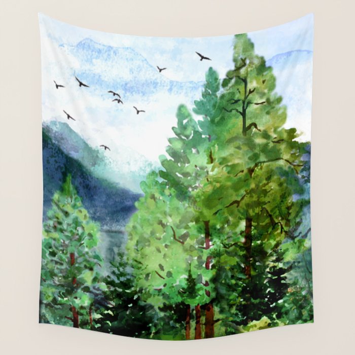 Mountain Forest Wall Tapestry Gallery Image 4
