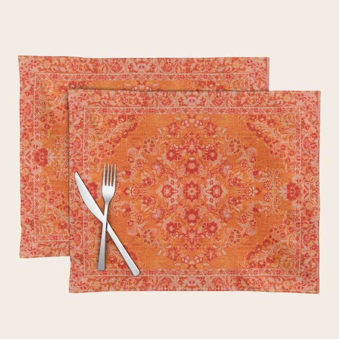 Orange Bohemian Oriental Heritage Traditional Vintage Moroccan Style Placemat Gallery Image 1