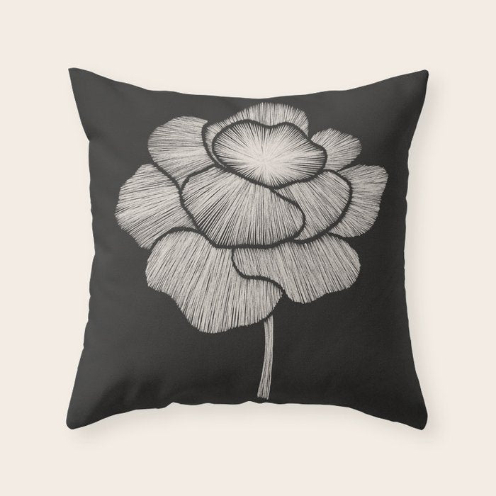 White Peony Throw Pillow Gallery Image 1