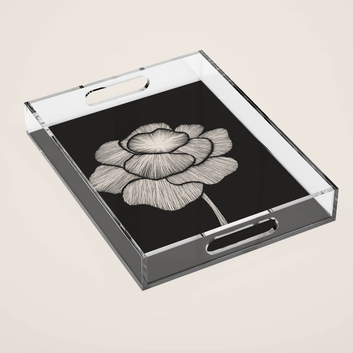 White Peony Acrylic Tray Gallery Image 1