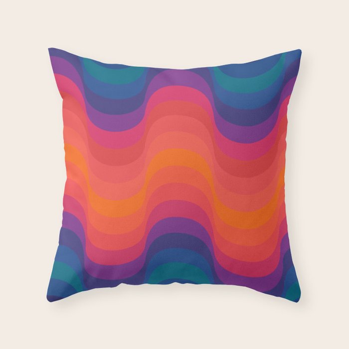 Retro Sacred Geometry | 80s Wavy Vibe Throw Pillow Gallery Image 6