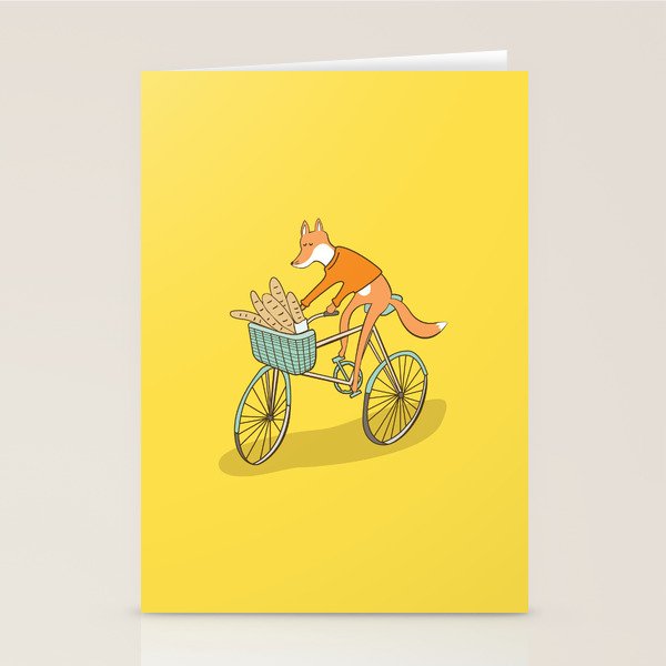 FOX ON BIKE Stationery Card Gallery Image 1