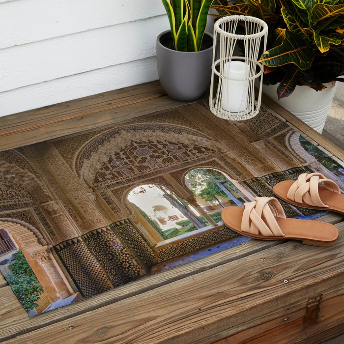 Lindaraja oriel. The Alhambra palace. Granada. Spain. Medium format, Film Outdoor Rug Gallery Image 2