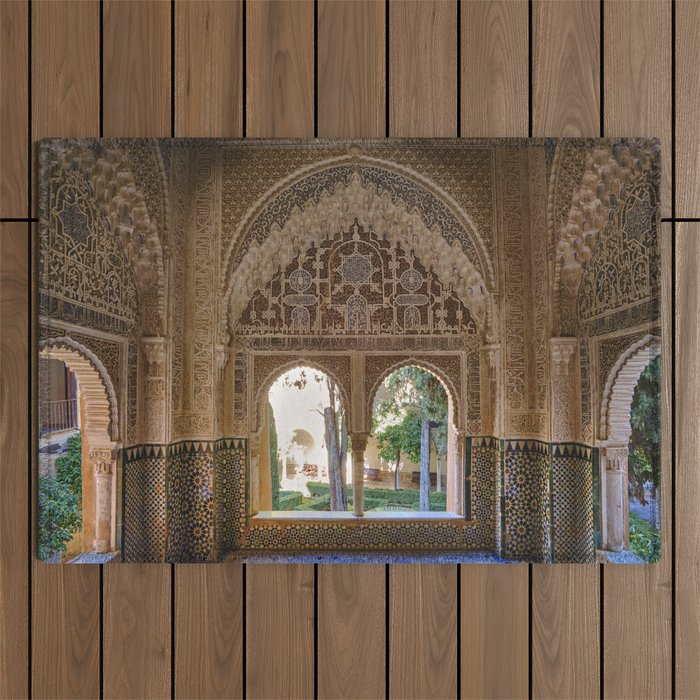 Lindaraja oriel. The Alhambra palace. Granada. Spain. Medium format, Film Outdoor Rug Gallery Image 1