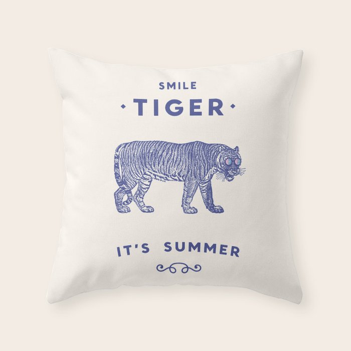 Smile Tiger, it's Summer Throw Pillow Gallery Image 1