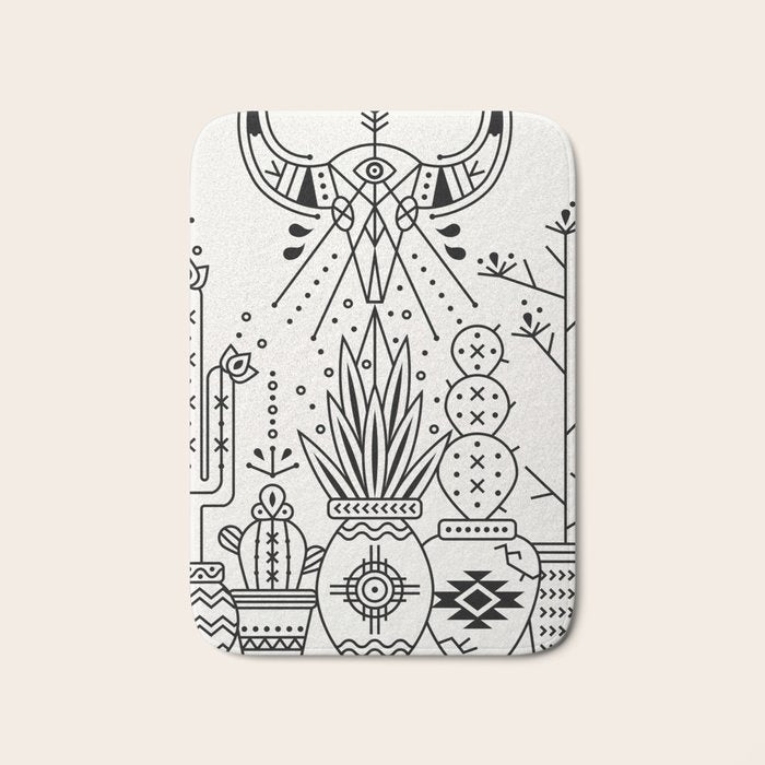 Santa Fe Garden - Black Ink Bath Mat Gallery Image 1