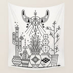 Santa Fe Garden - Black Ink Wall Tapestry Gallery Image 4