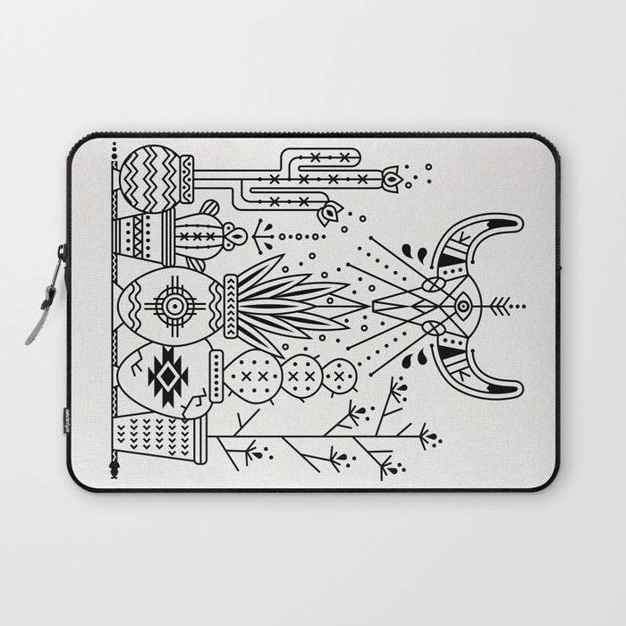 Santa Fe Garden - Black Ink Laptop Sleeve Gallery Image 1