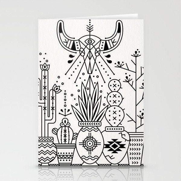 Santa Fe Garden - Black Ink Stationery Card Gallery Image 1
