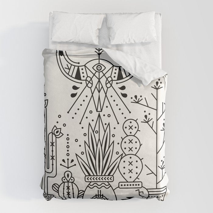 Santa Fe Garden - Black Ink Duvet Cover Gallery Image 6
