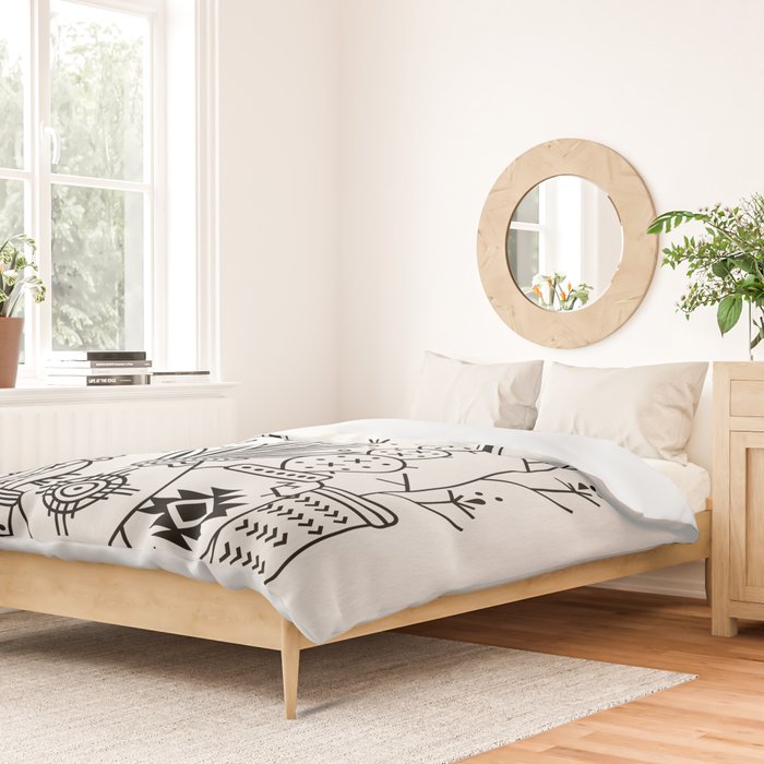 Santa Fe Garden - Black Ink Duvet Cover Gallery Image 2