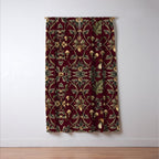 William Morris Style Forest Tales Cabincore Pattern Burgundy Red Window Curtain Gallery Image 3