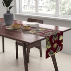 William Morris Style Forest Tales Cabincore Pattern Burgundy Red Table Runner Gallery Image 2