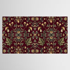 William Morris Style Forest Tales Cabincore Pattern Burgundy Red Tablecloth Gallery Image 2