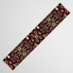 William Morris Style Forest Tales Cabincore Pattern Burgundy Red Table Runner Gallery Image 3