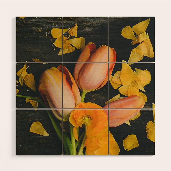 Spring Tulip Flowers Wood Wall Art Gallery Image 1