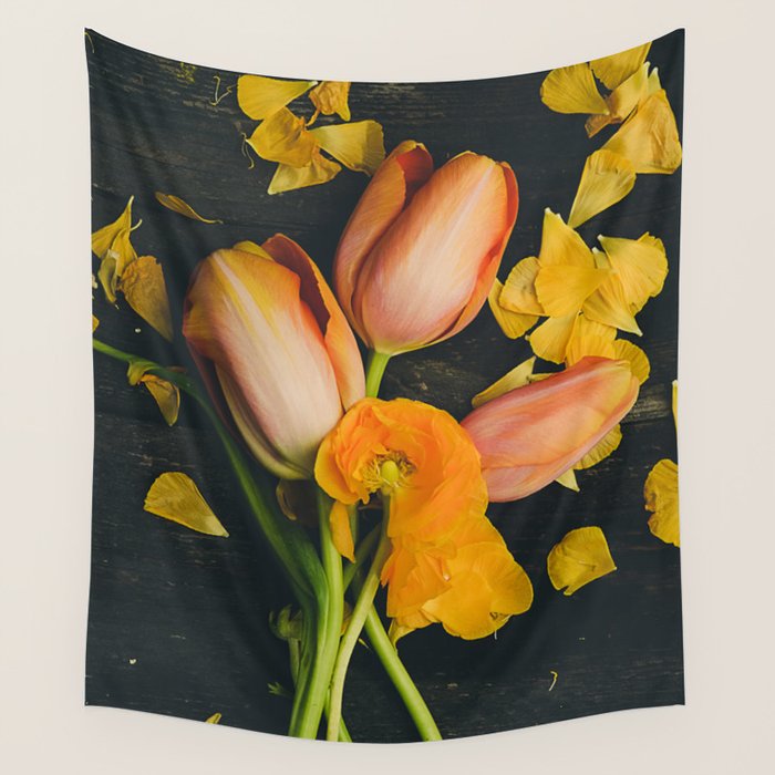 Spring Tulip Flowers Wall Tapestry Gallery Image 1