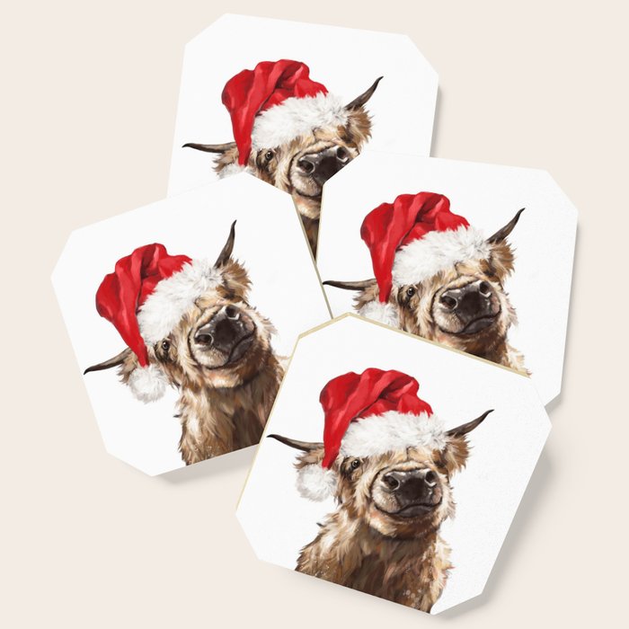 Christmas Highland Cow Coaster Gallery Image 1