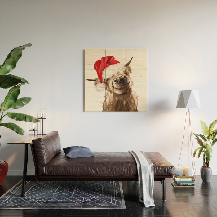 Christmas Highland Cow Wood Wall Art Gallery Image 2