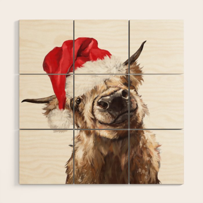 Christmas Highland Cow Wood Wall Art Gallery Image 1