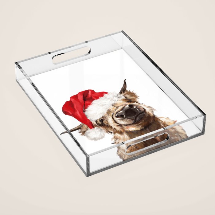 Christmas Highland Cow Acrylic Tray Gallery Image 1