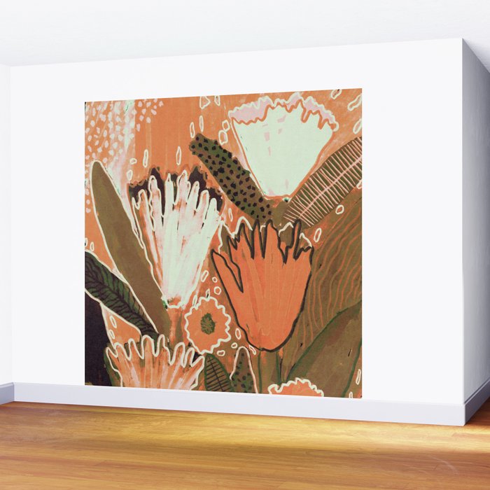 Magic Wildflowers / Orange Wall Mural Gallery Image 2