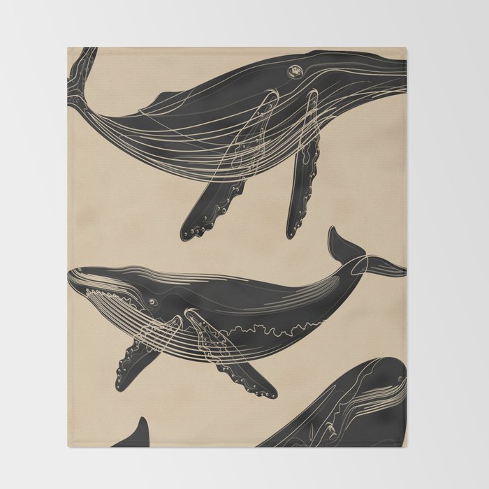 Modern Minimalist Abstract Whales 1 Throw Blanket Gallery Image 2