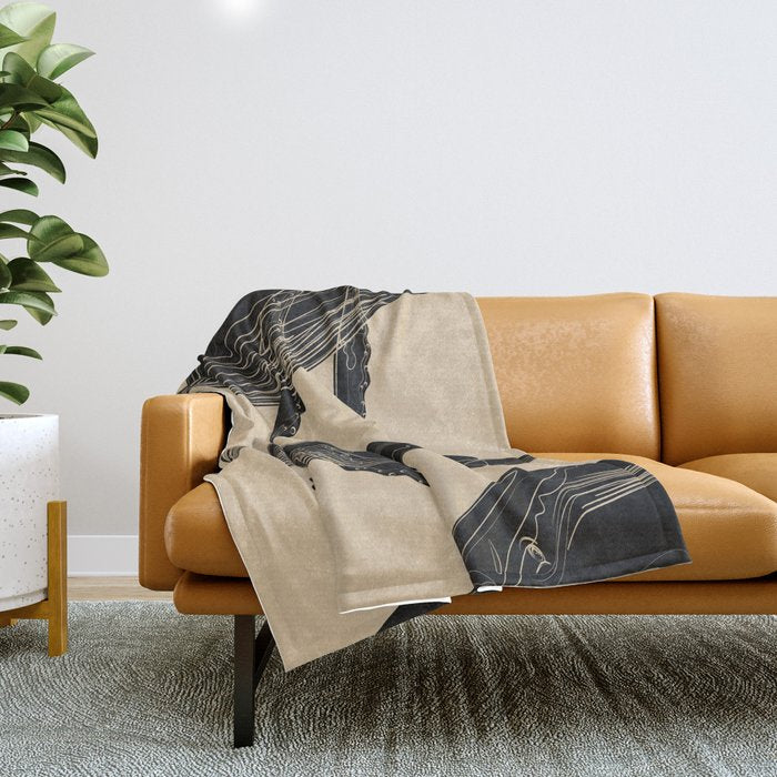 Modern Minimalist Abstract Whales 1 Throw Blanket Gallery Image 1