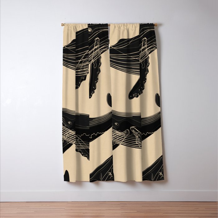 Modern Minimalist Abstract Whales 1 Window Curtain Gallery Image 3