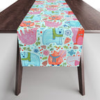 Winter Forest Woodland Animals in Arctic Blue Table Runner Gallery Image 1