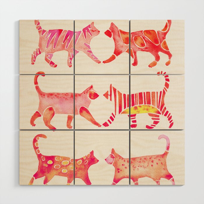 Cat Collection - Pink Palette Wood Wall Art Gallery Image 1
