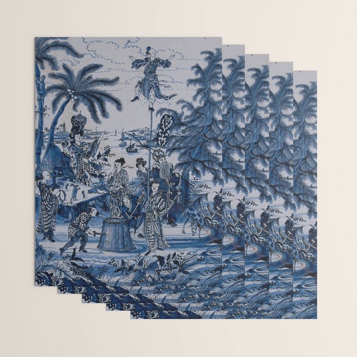 17th Century Delftware Chinoiserie Wrapping Paper Gallery Image 3