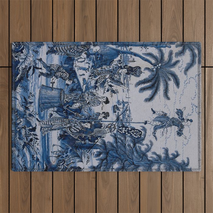 17th Century Delftware Chinoiserie Outdoor Rug Gallery Image 1