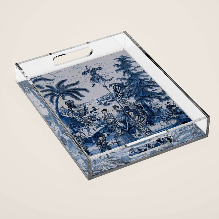 17th Century Delftware Chinoiserie Acrylic Tray Gallery Image 1