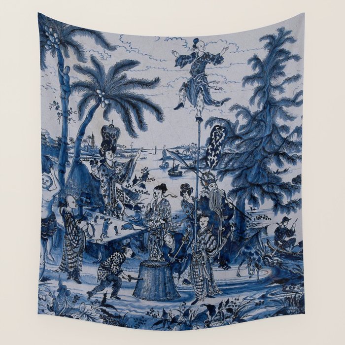 17th Century Delftware Chinoiserie Wall Tapestry Gallery Image 1