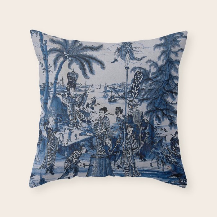 17th Century Delftware Chinoiserie Throw Pillow Gallery Image 1