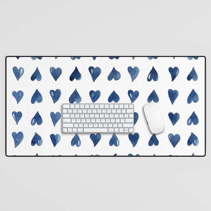 Hearts Watercolor Pattern Desk Mat Gallery Image 1