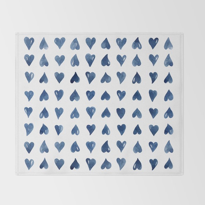 Hearts Watercolor Pattern Throw Blanket Gallery Image 2